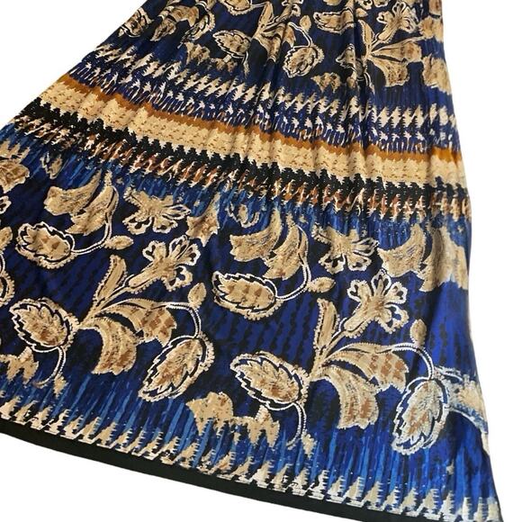 R&M Richards Southwestern Maxi Dress Blue Tan Size 6 A-Line Stretch Travel Soft - Picture 10 of 12